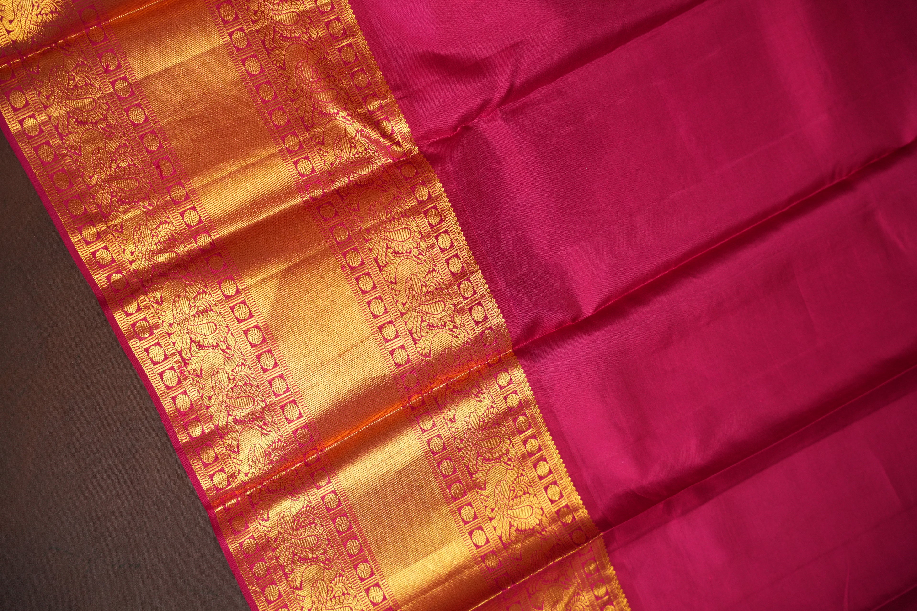 Kanchi Pattu Saree Bridal Collection – Elegant Gold & Pink Silk
