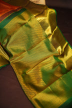 Kanchi Pattu Saree Bridal Collection Orange Green Zari | Ande Silks