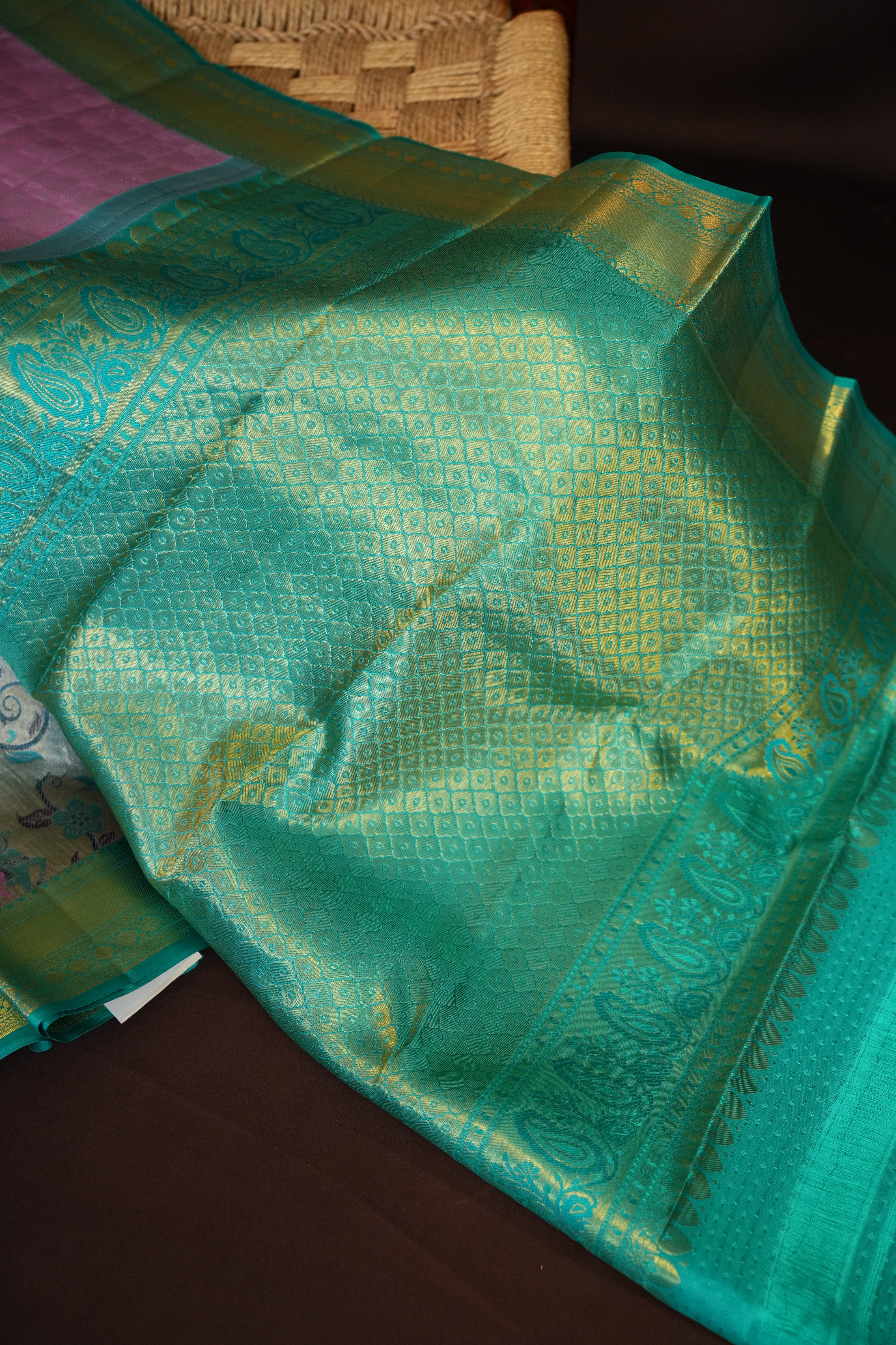 Kanchi Pattu Saree Bridal Collection Pink & Green | Ande Silks