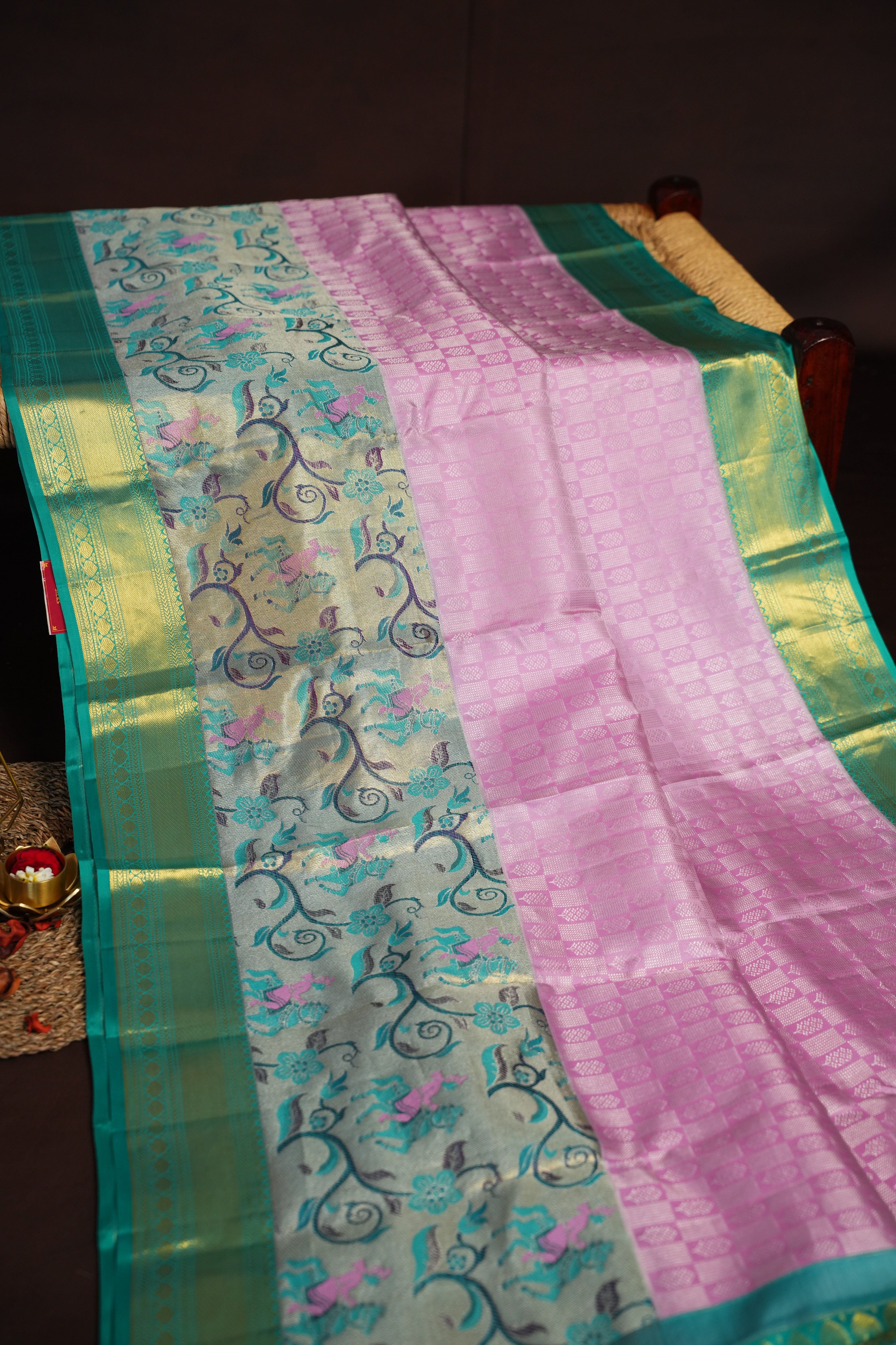 Kanchi Pattu Saree Bridal Collection Pink & Green | Ande Silks