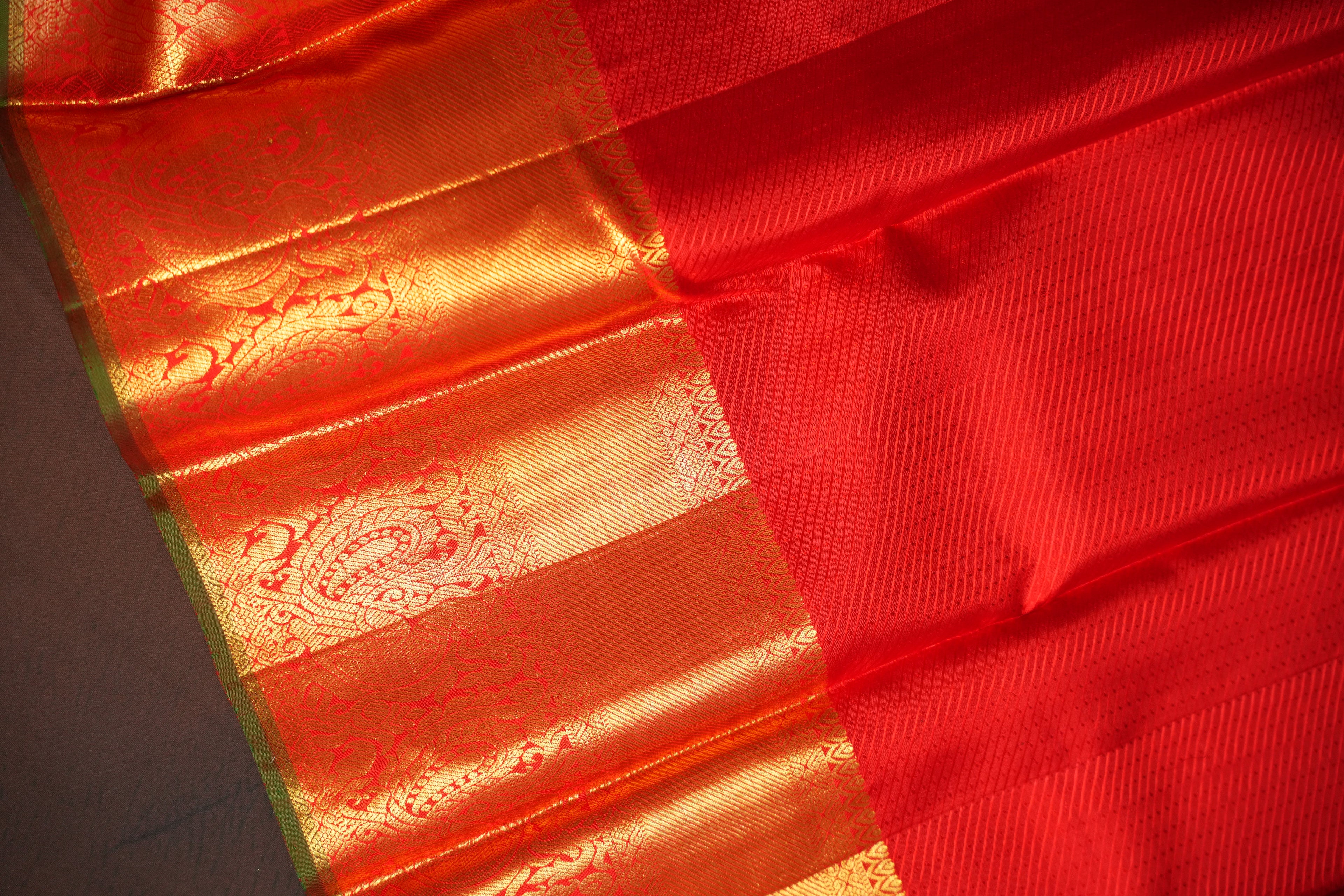 Kanchi Pattu Saree Bridal Collection Yellow Red Zari | Ande Silks