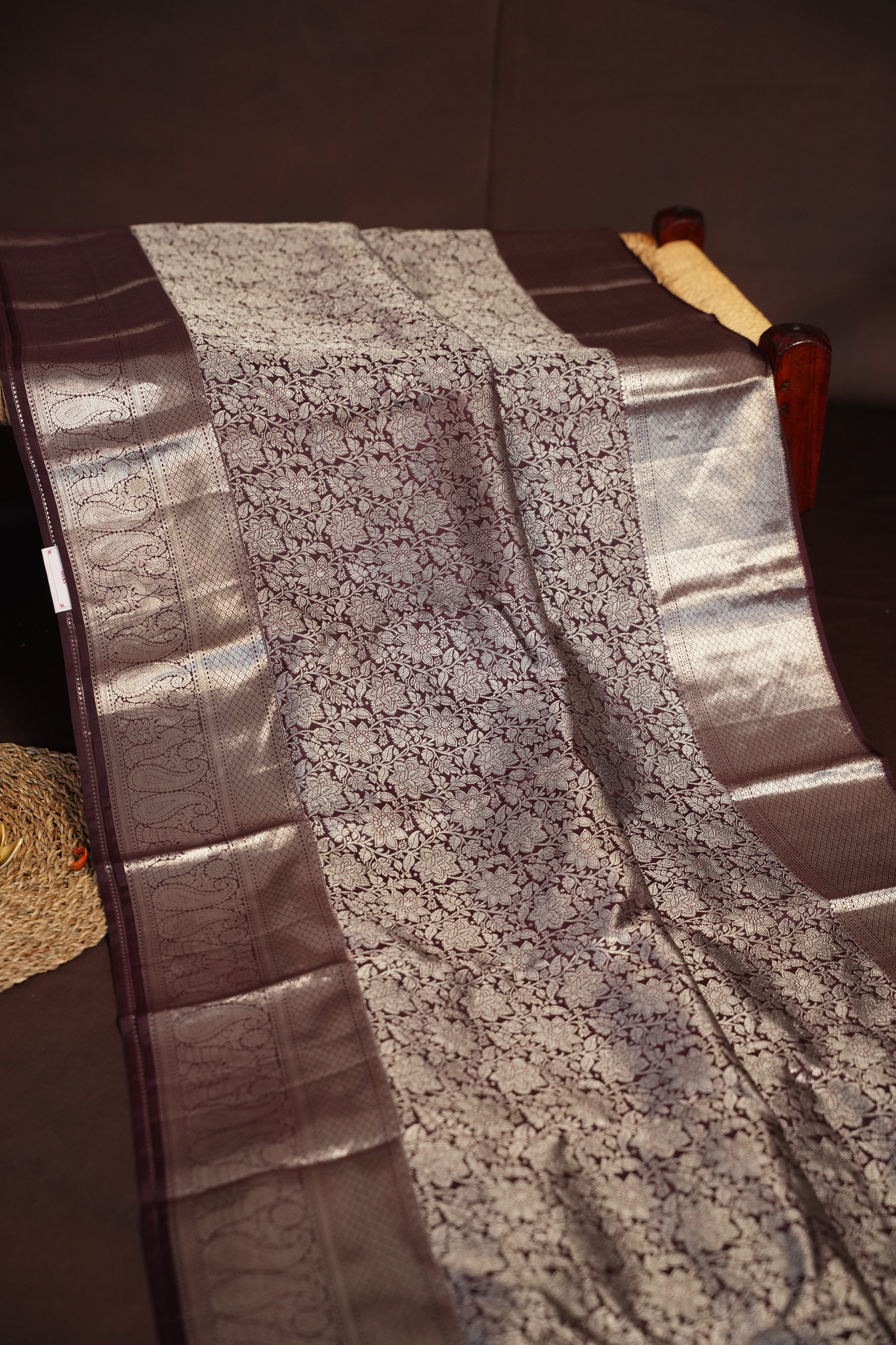 Kanchi Pattu Saree Bridal Collection – Maroon Silver Zari Elegance