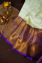 Kanchi Pattu Saree Bridal Collection – Pastel Green & Purple Zari