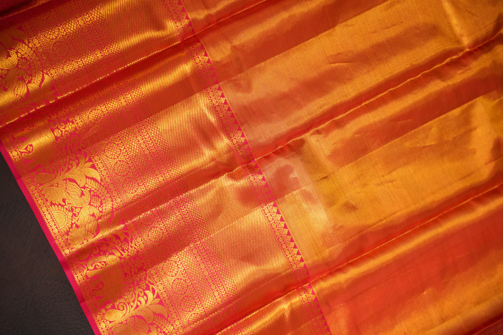 Kanchi Pattu Saree Bridal Collection Gold Floral Zari | Ande Silks