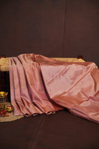Kanchi Pattu Borderless Saree Fusion Peach Minimal | Ande Silks