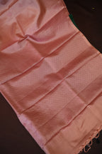 Kanchi Pattu Borderless Saree Fusion Peach Minimal | Ande Silks