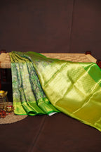 Kanchi Pattu Saree Bridal Collection Green Floral Zari | Ande Silks