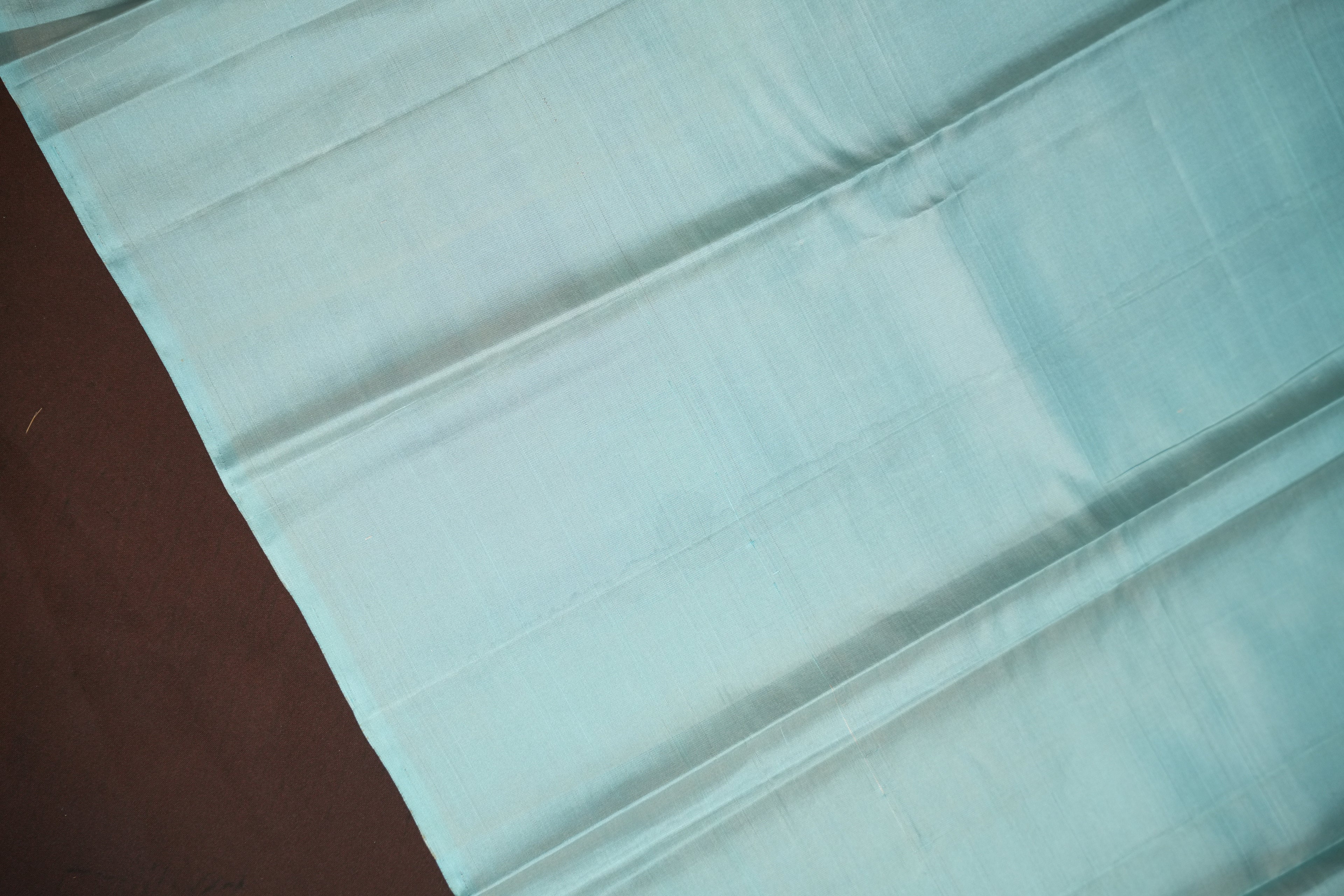 Kanchi Pattu Borderless Saree Fusion Sky Blue Print | Ande Silks