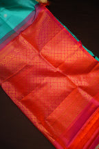 Kanchi Pattu Borderless Saree Fusion Aqua Blue | Ande Silks