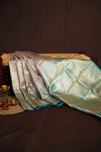 Kanchi Pattu Saree Bridal Collection Pastel Peach Blue | Ande Silks