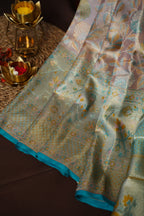 Kanchi Pattu Saree Bridal Collection Pastel Peach Blue | Ande Silks