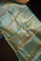 Kanchi Pattu Saree Bridal Collection Pastel Peach Blue | Ande Silks