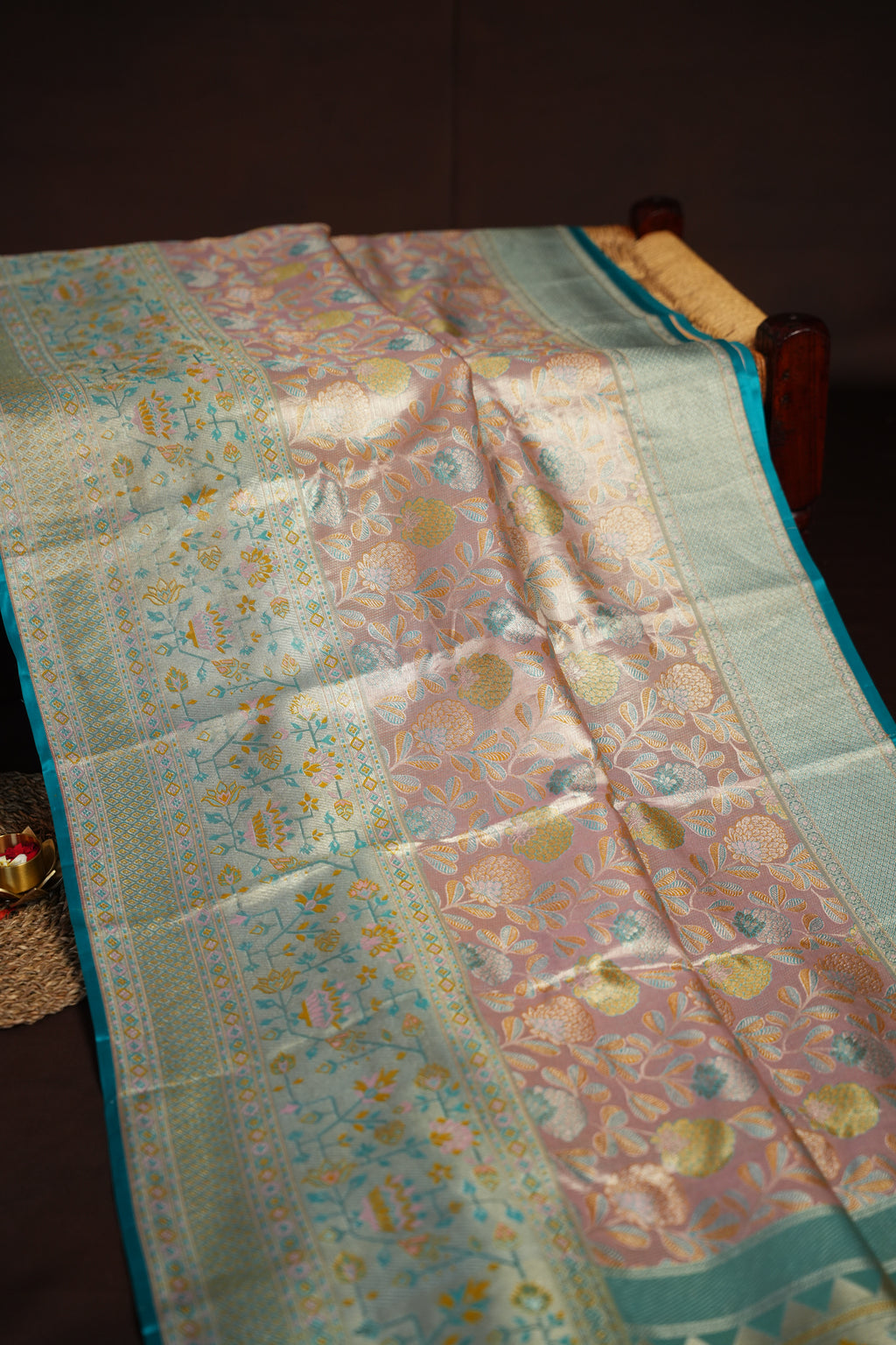 Kanchi Pattu Saree Bridal Collection Pastel Peach Blue | Ande Silks