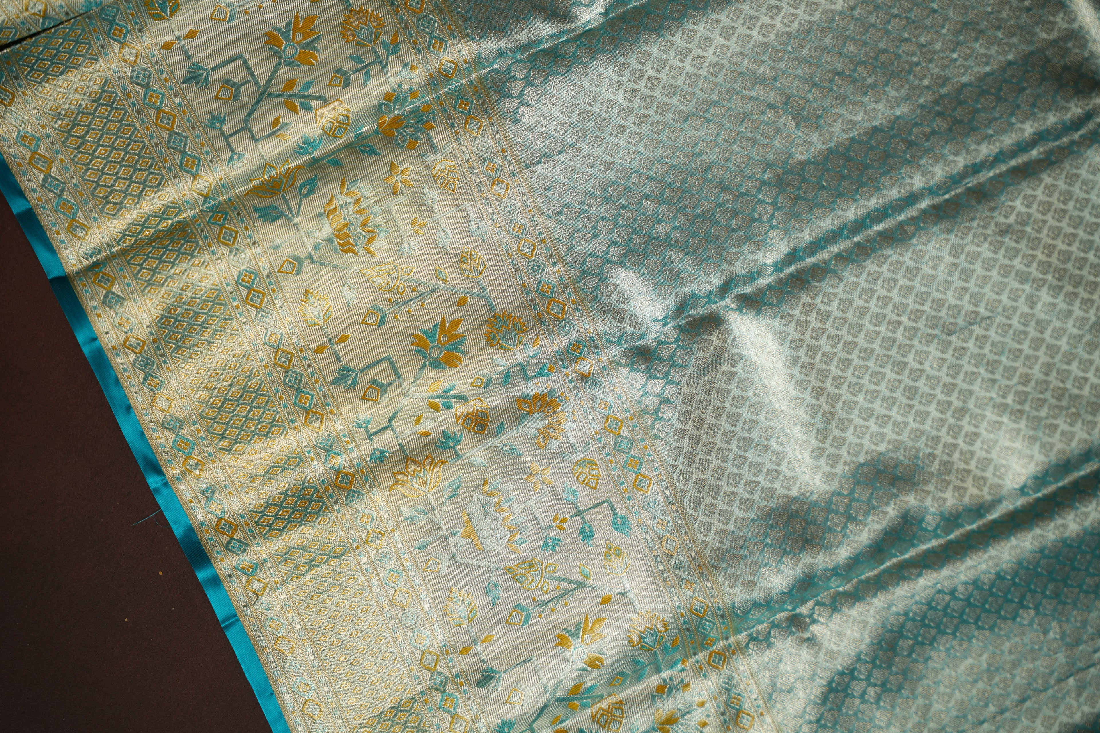 Kanchi Pattu Saree Bridal Collection Pastel Peach Blue | Ande Silks