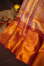 Kanchi Pattu Saree Bridal Collection Peach Pink Zari | Ande Silks