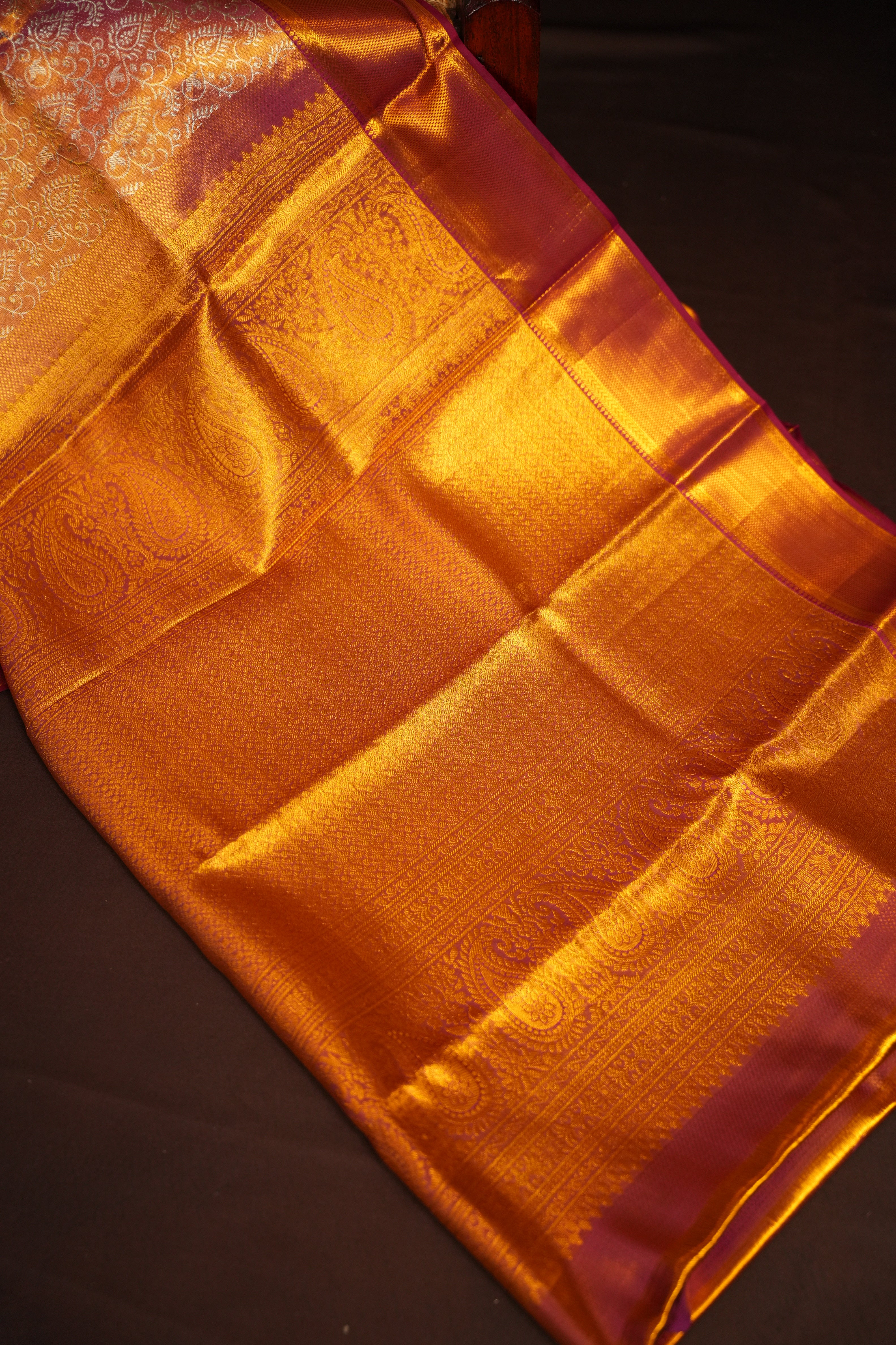 Kanchi Pattu Saree Bridal Collection Peach Pink Zari | Ande Silks