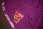Mangalagiri Applique Work Saree Pink Floral | Ande Silks