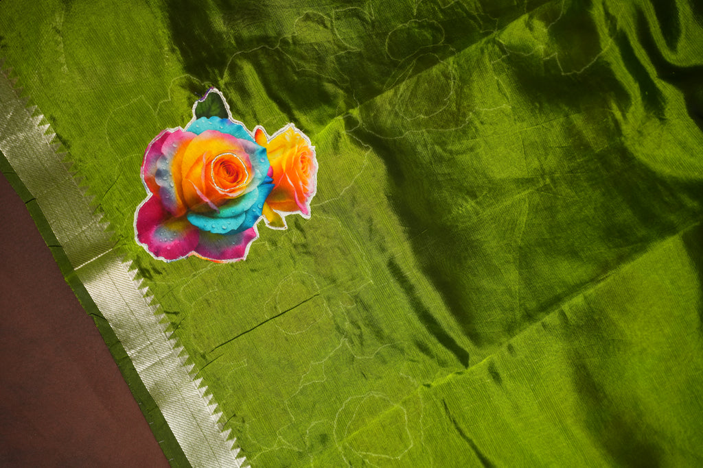 Mangalagiri Applique Work Saree Floral Roses | Ande Silks
