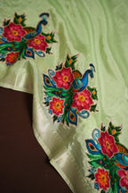 Mangalagiri Applique Work Saree Peacock Floral | Ande Silks