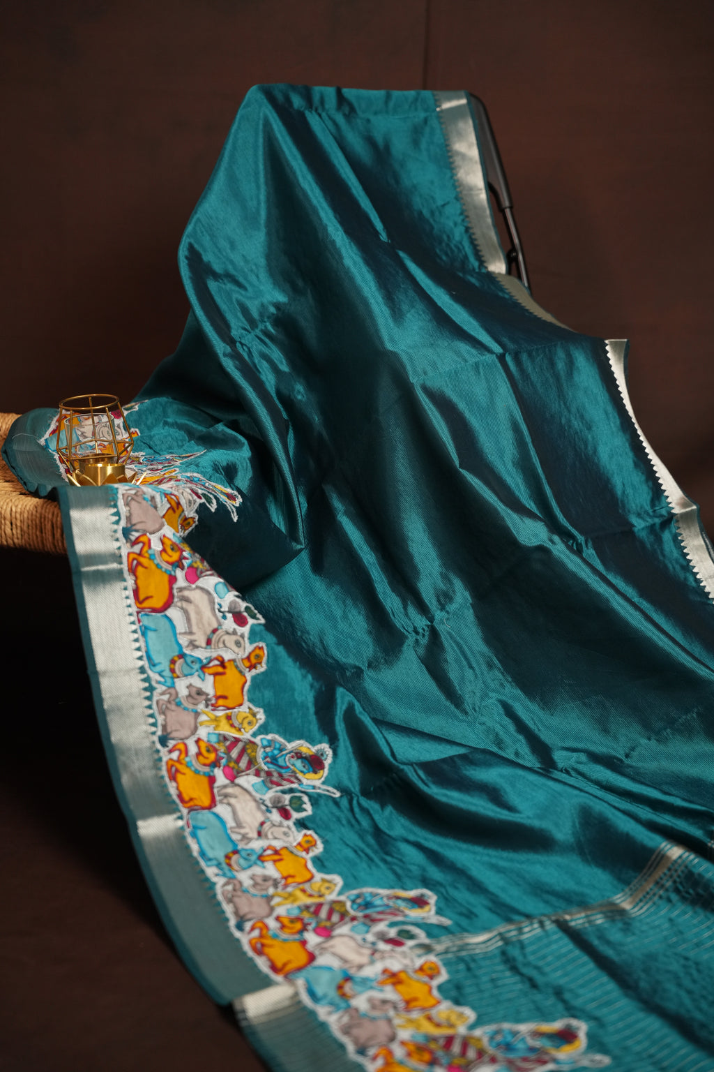Mangalagiri Applique Work Saree Krishna Design | Ande Silks