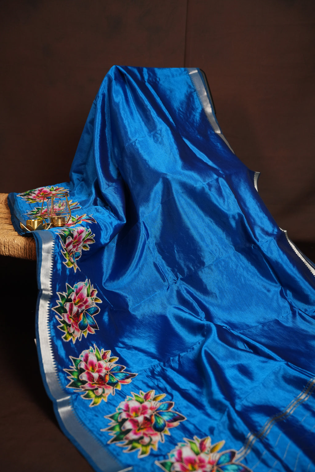 Mangalagiri Applique Work Saree Butterfly Floral | Ande Silks