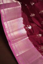 Maroon Benaras Contrast Border Saree with Pink Zari | Ande Silks