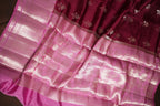 Maroon Benaras Contrast Border Saree with Pink Zari | Ande Silks