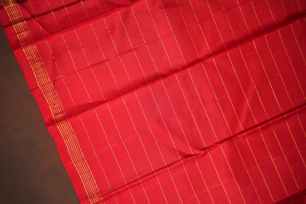 Kanchi Pattu Borderless Saree Fusion Checks Red | Ande Silks