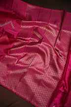 Kanchi Pattu Borderless Saree Fusion Pink Zari | Ande Silks