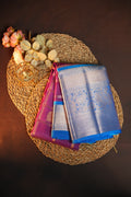 Vintage Kanchi Checks Saree in Royal Blue & Magenta