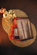 Vintage Kanchi Checks Saree in Rust with Rich Zari Border