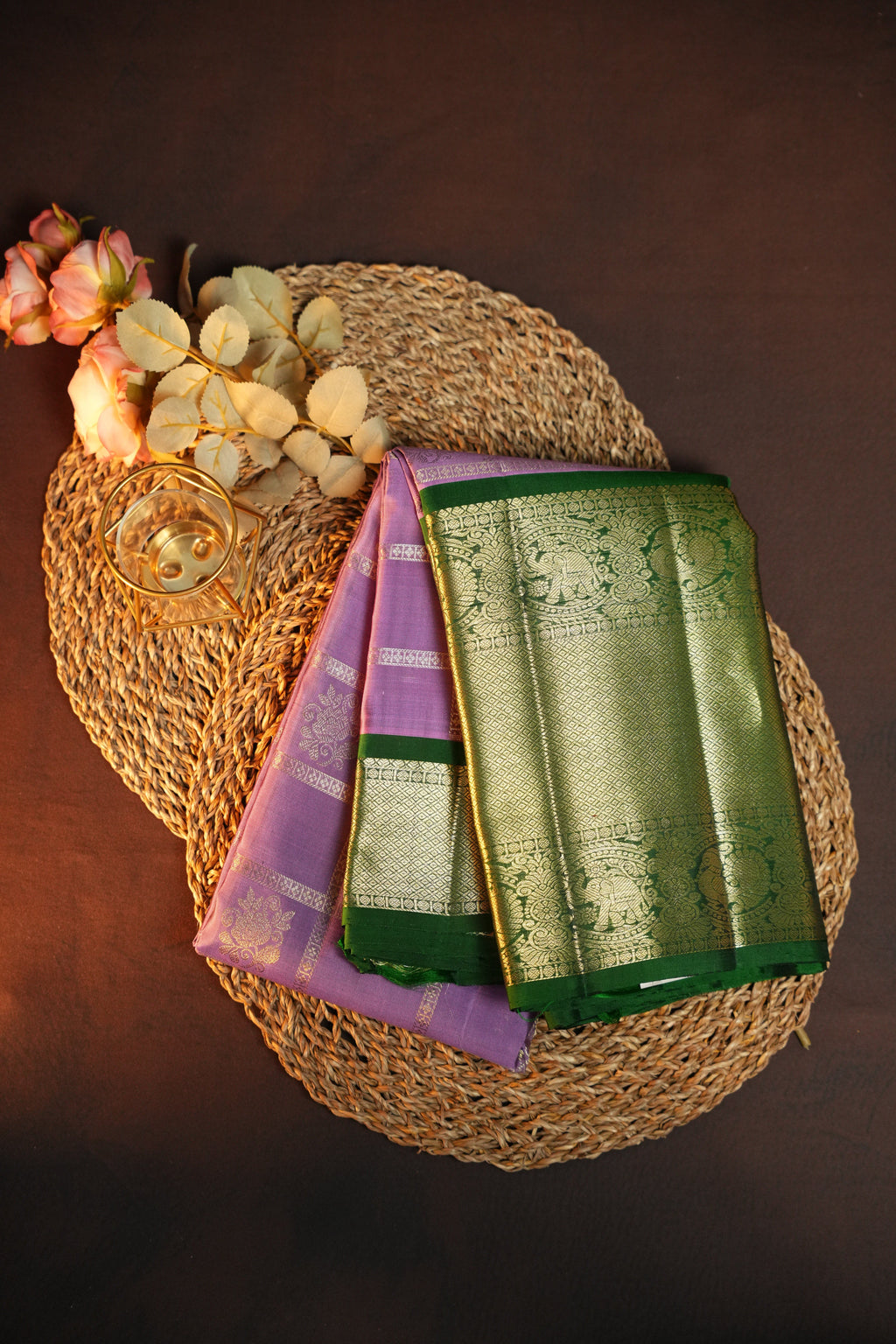 Vintage Kanchi Checks Saree in Lavender with Rich Zari Border