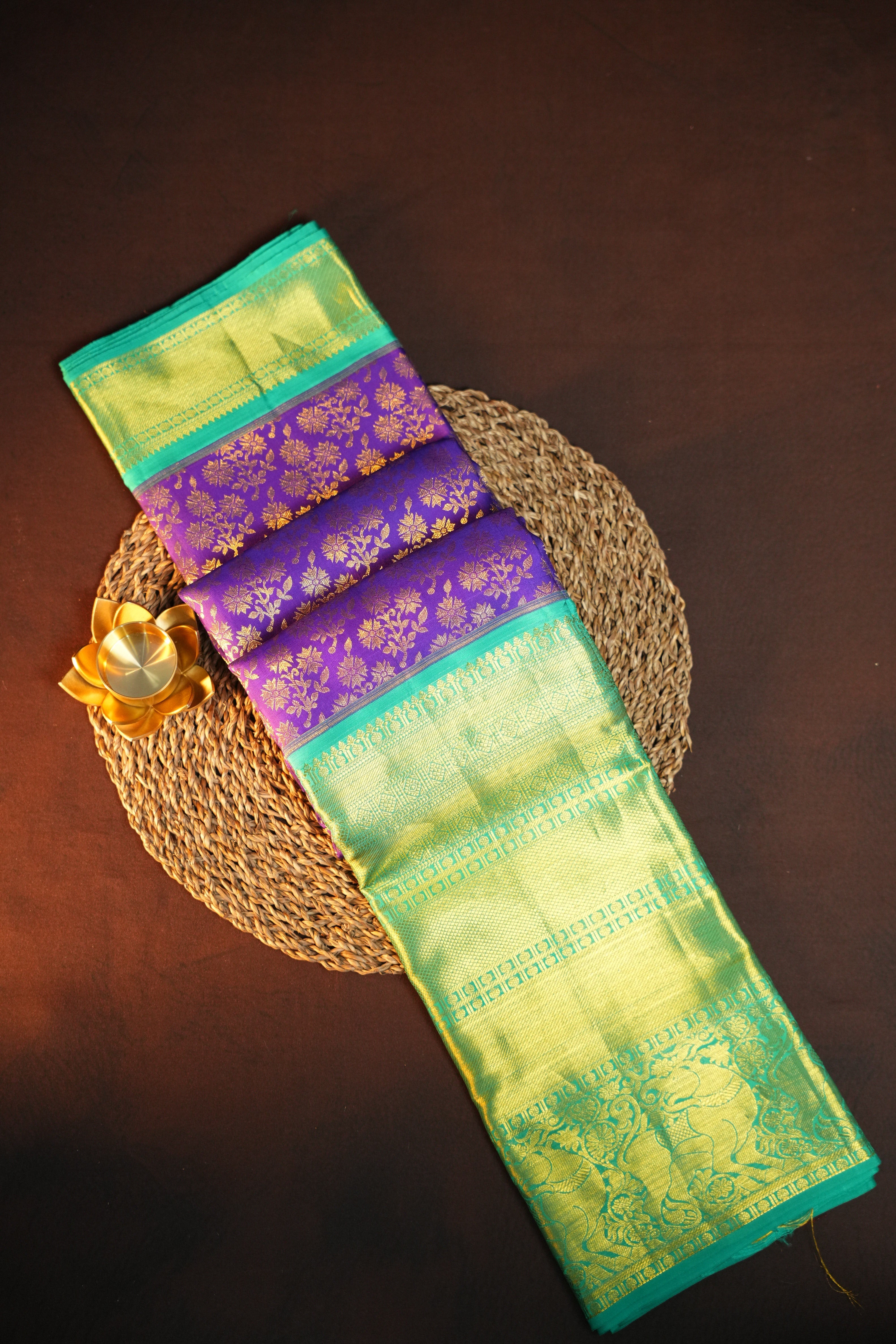 Bridal Maharani Border Saree in Purple with Rich Zari Weaving
