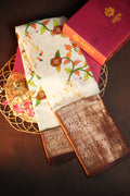 Kanchi Printed Kalamkari Saree with Rich Zari Border