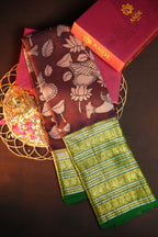 Kanchi Handmade Kalamkari Saree with Zari Border