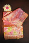 Pink Kanchi Meena Border Saree with Floral Woven Pallu