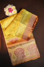 Yellow Kanchi Meena Border Saree with Rich Zari Pallu