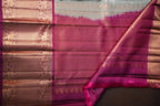 Vintage Kanchi Checks Saree in Silver Grey & Magenta