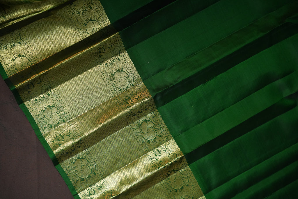 Vintage Kanchi Checks Saree in Sky Blue & Emerald Green