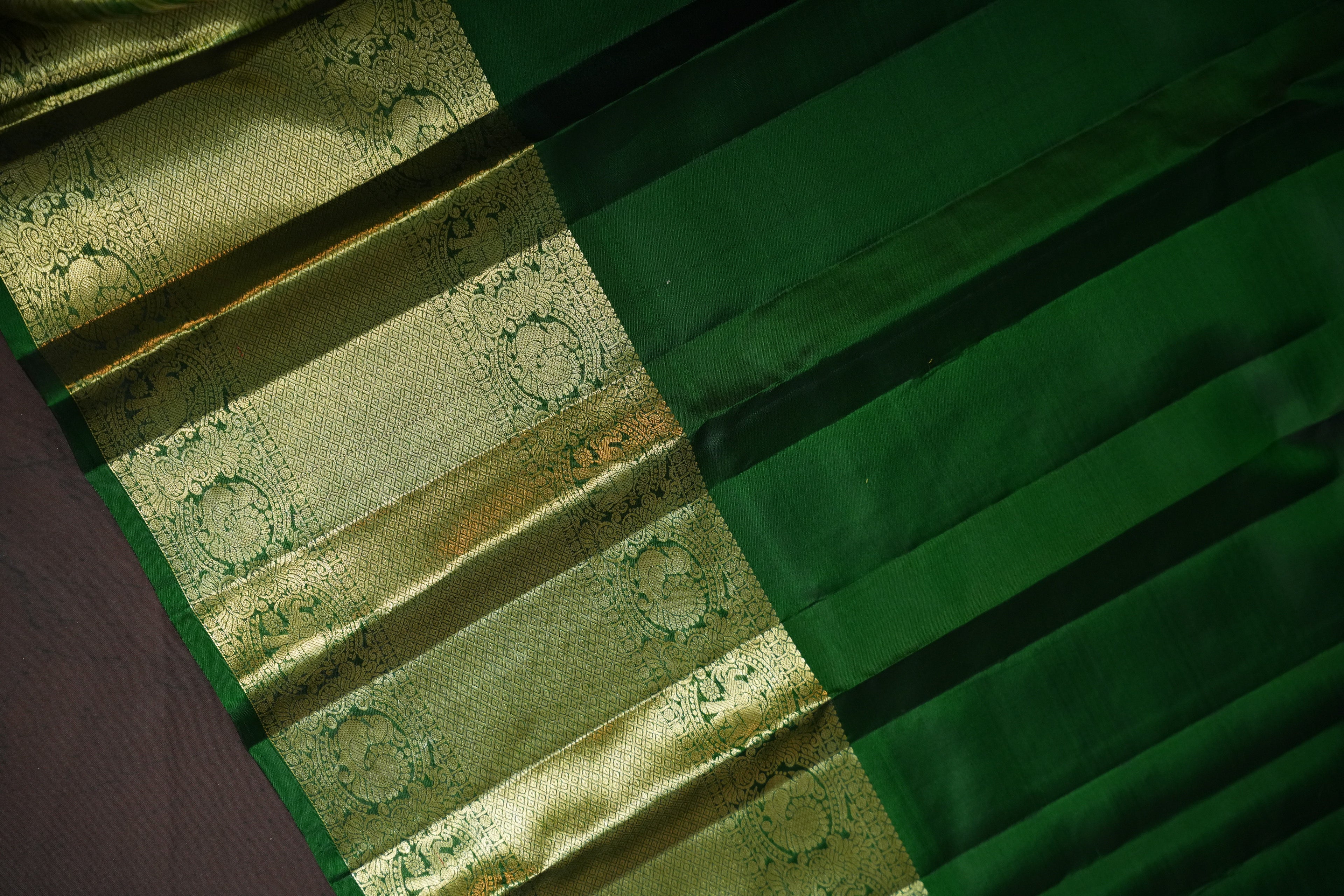 Vintage Kanchi Checks Saree in Sky Blue & Emerald Green