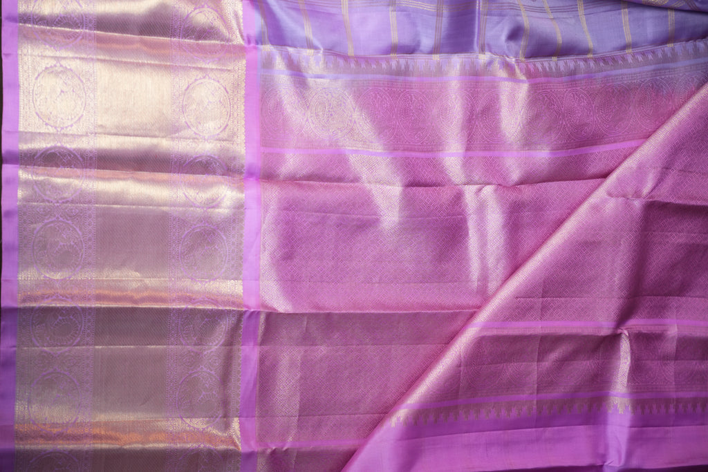 Vintage Kanchi Checks Saree in Lavender Pink