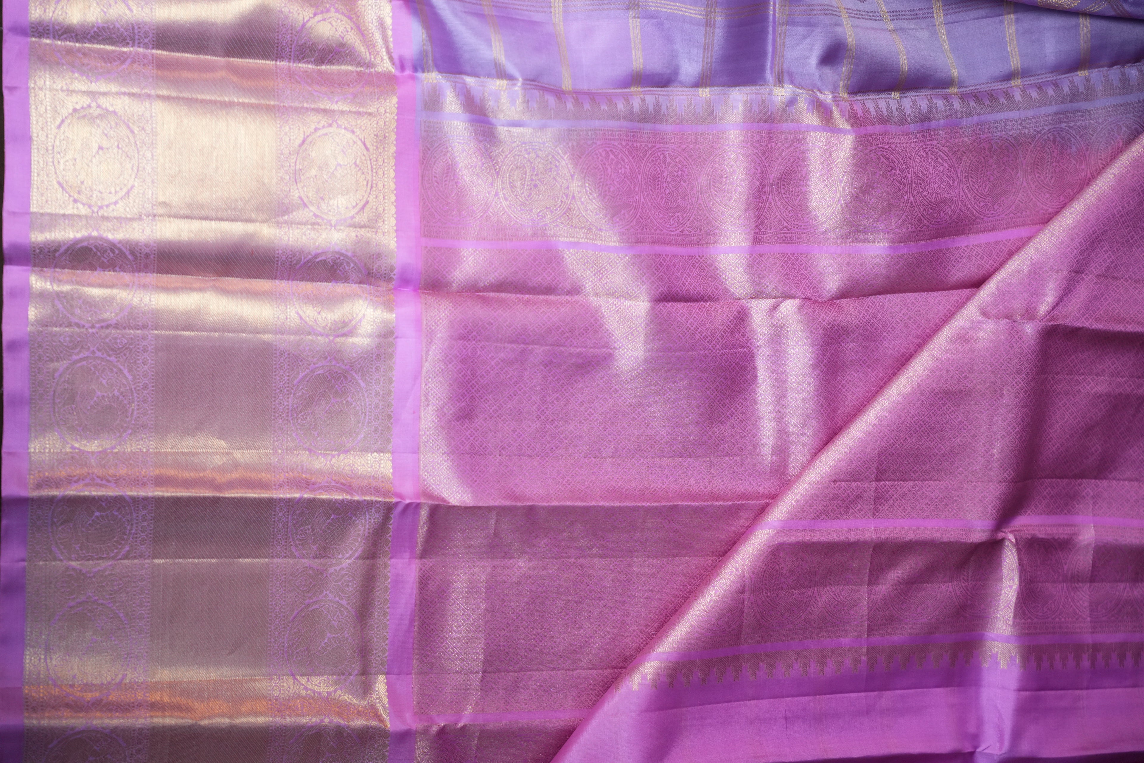 Vintage Kanchi Checks Saree in Lavender Pink