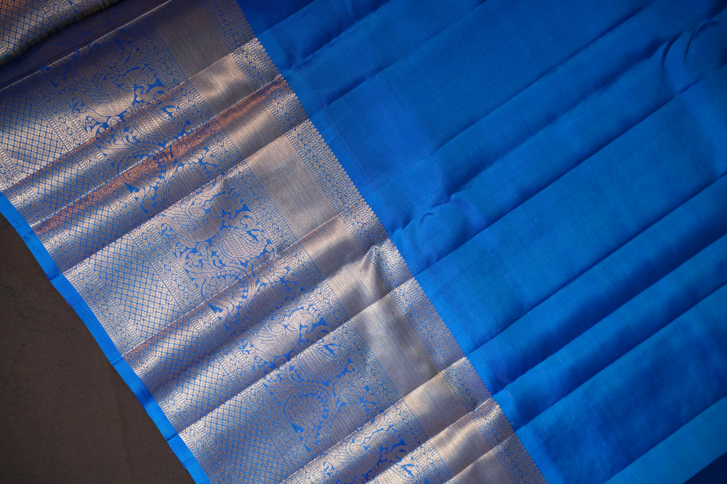 Vintage Kanchi Checks Saree in Royal Blue & Magenta