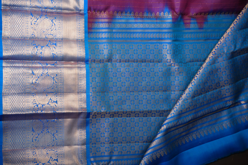 Vintage Kanchi Checks Saree in Royal Blue & Magenta
