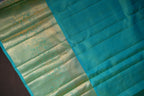 Vintage Kanchi Checks Saree in Aqua Blue & Lime Green