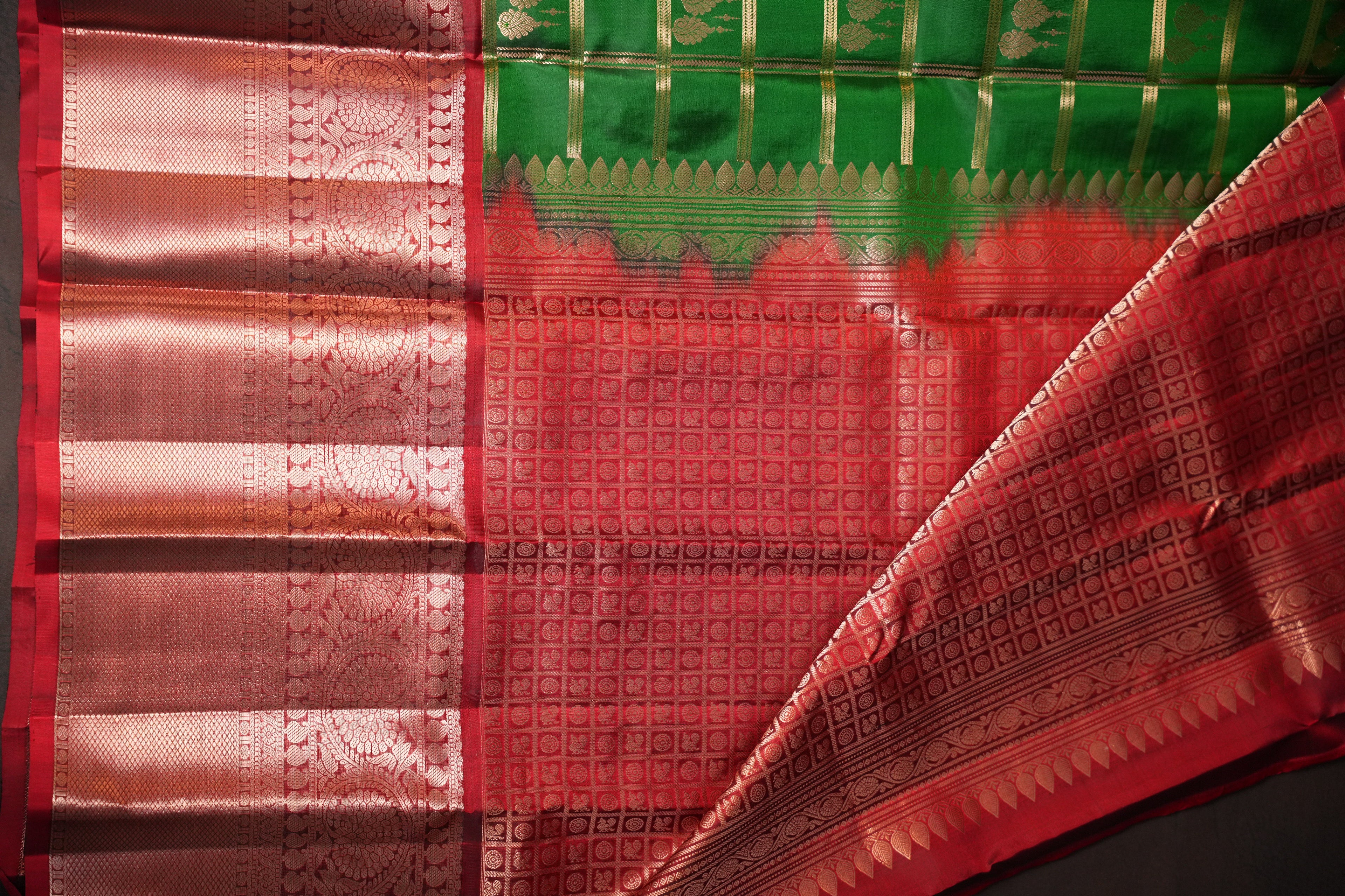 Vintage Kanchi Checks Saree with Traditional Zari Border