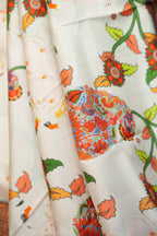Kanchi Printed Kalamkari Saree with Rich Zari Border