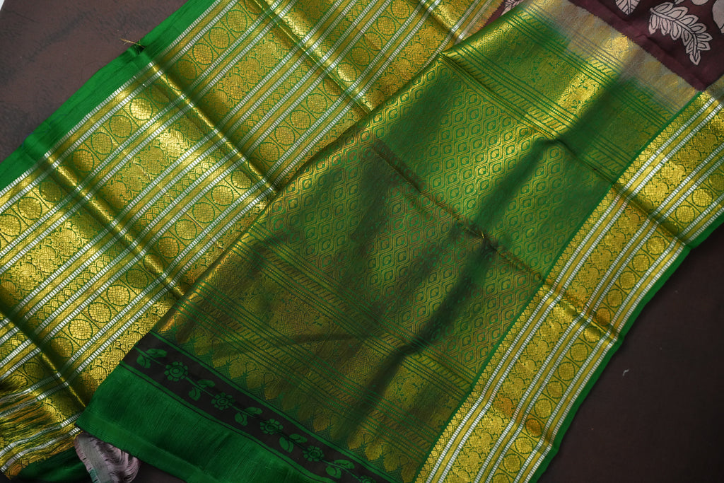 Kanchi Handmade Kalamkari Saree with Zari Border
