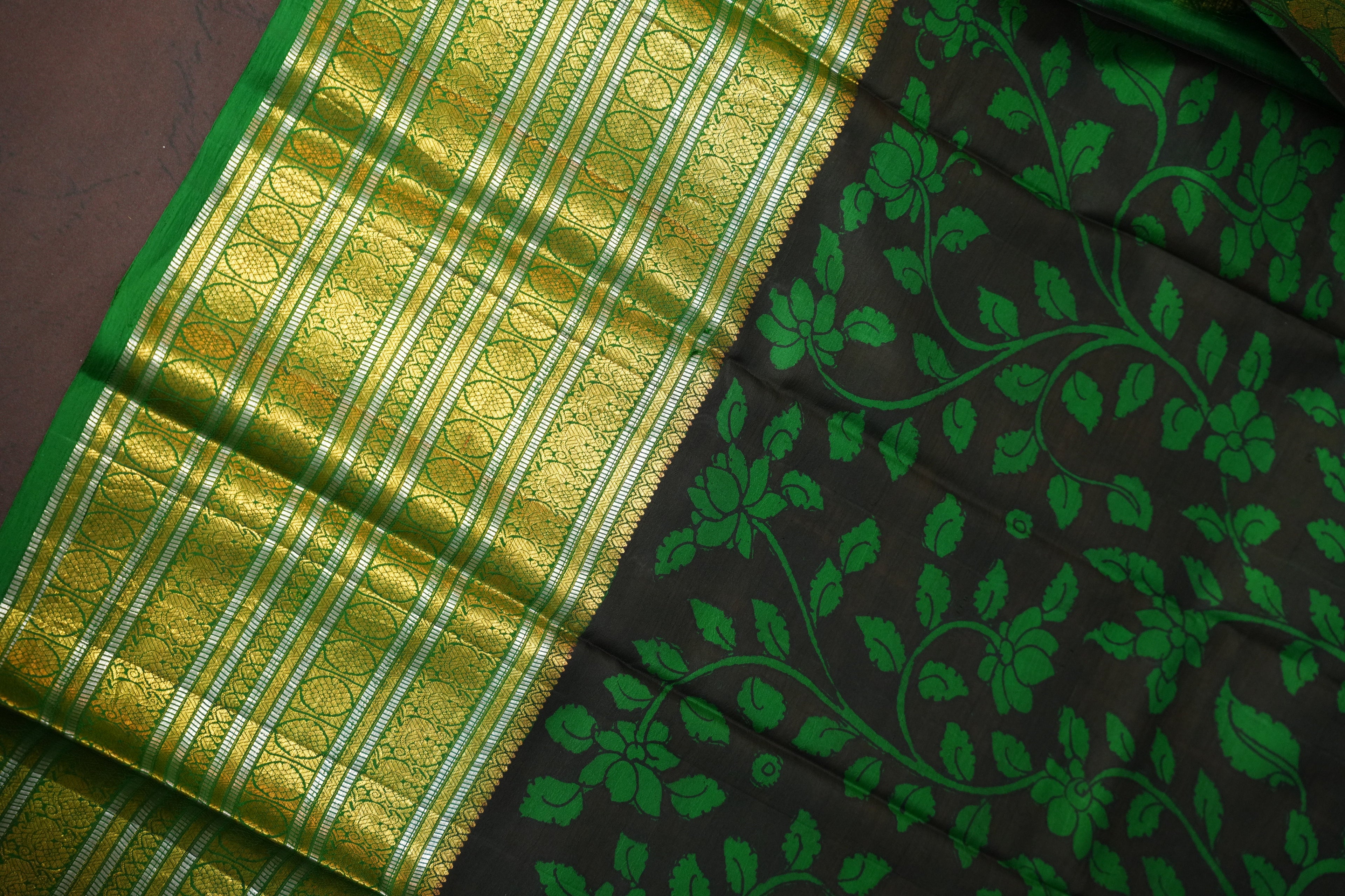 Kanchi Handmade Kalamkari Saree with Zari Border