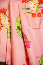 Pink Kanchi Printed Kalamkari Saree with Zari Border